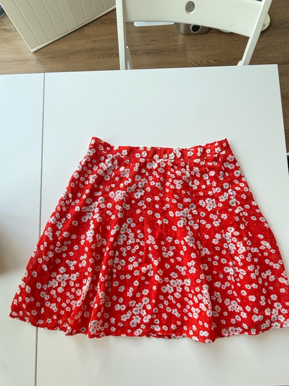 Banana Republic Red Floral Circle Skirt